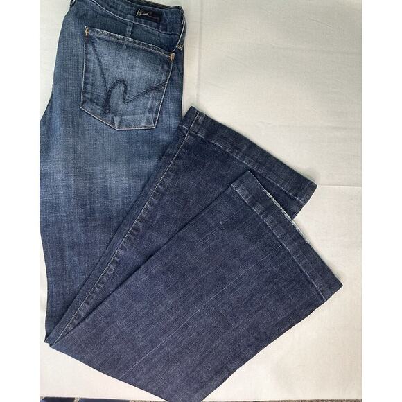Citizens Of Humanity Blue Jeans Womens Sz 31 Faye Stretch Low Rise WIDE Leg - Picture 12 of 14
